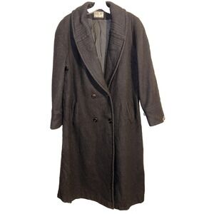 Mario De Pinto Coat Womens XL Gray Wool Long Overcoat Shawl Collar Lined Buttons